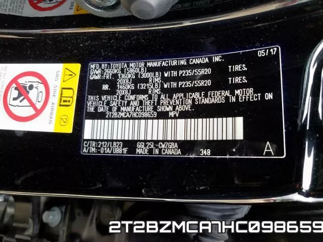 2T2BZMCA7HC098659 фото 2