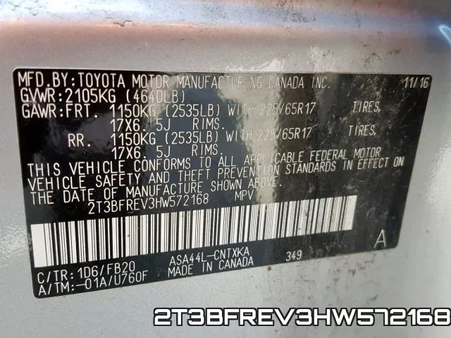 2T3BFREV3HW572168 фото 2