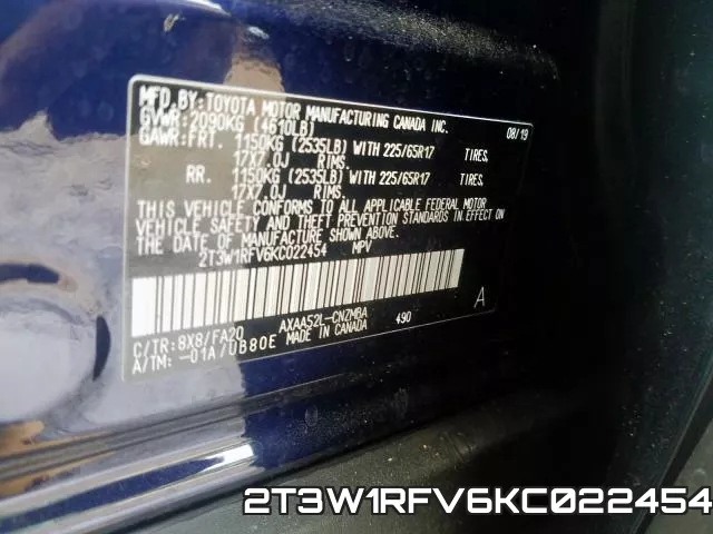 2T3W1RFV6KC022454 фото 2