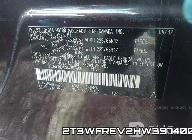 2T3WFREV2HW397400 фото 10