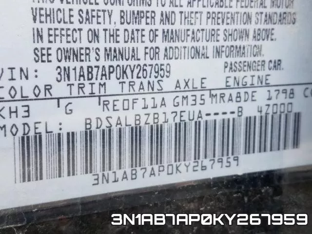 3N1AB7AP0KY267959 фото 2