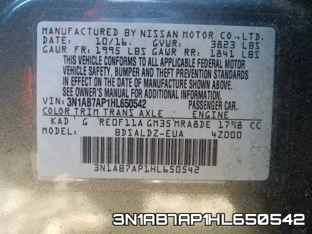 3N1AB7AP1HL650542 фото 2