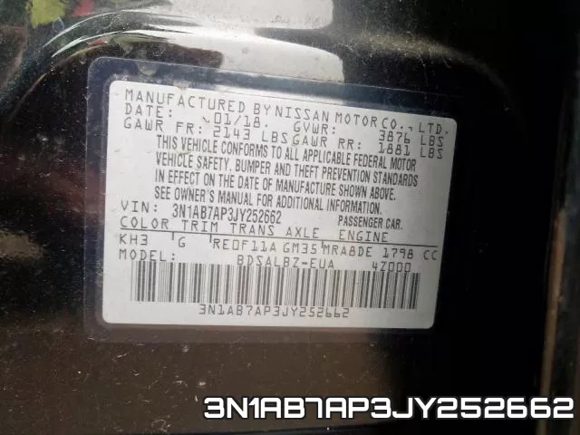 3N1AB7AP3JY252662 фото 2