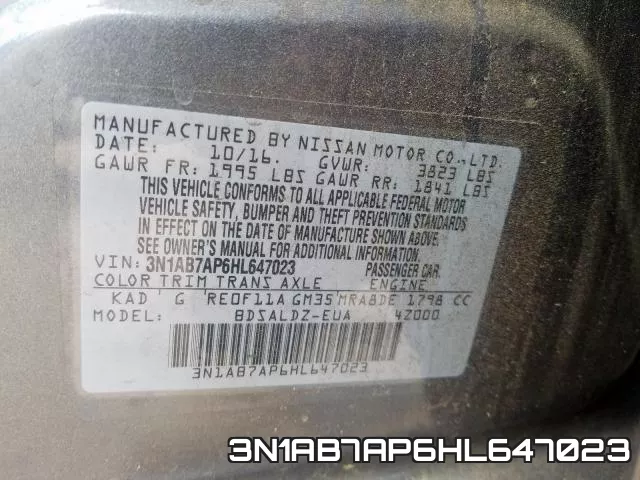 3N1AB7AP6HL647023 фото 2