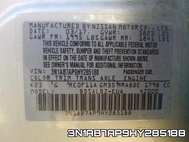 3N1AB7AP9HY285188 фото 2