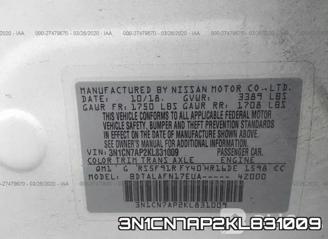 3N1CN7AP2KL831009 фото 10