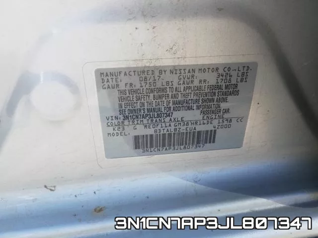 3N1CN7AP3JL807347 фото 2