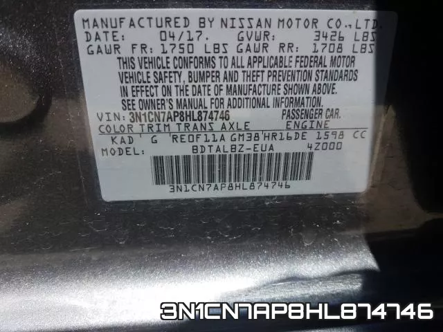 3N1CN7AP8HL874746 фото 2