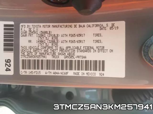 3TMCZ5AN3KM257941 фото 2