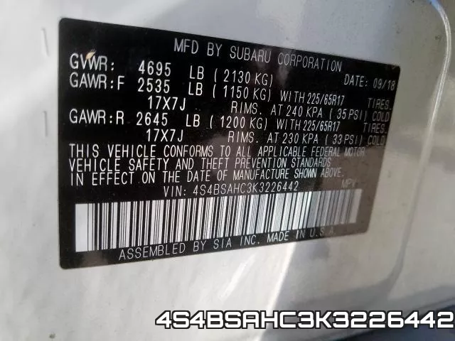 4S4BSAHC3K3226442 фото 2