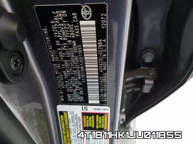 4T1B11HK1JU011855 фото 2