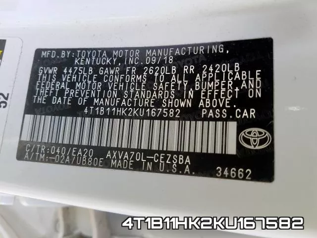 4T1B11HK2KU167582 фото 2