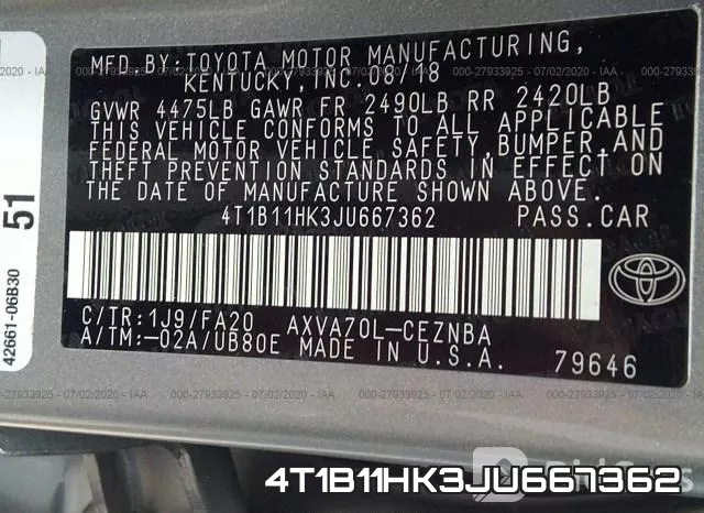 4T1B11HK3JU667362 фото 10