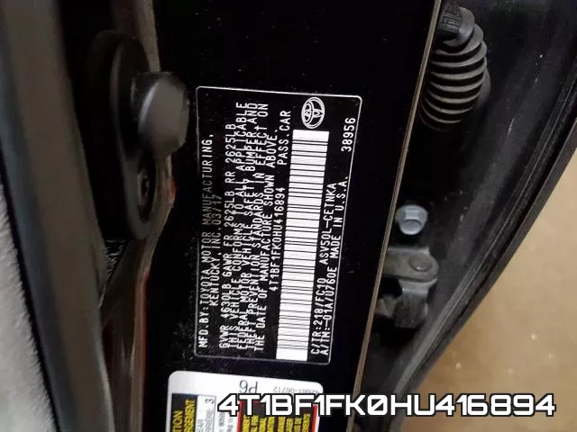 4T1BF1FK0HU416894 фото 2