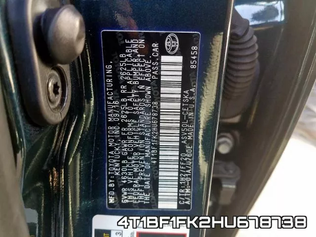 4T1BF1FK2HU678738 фото 2