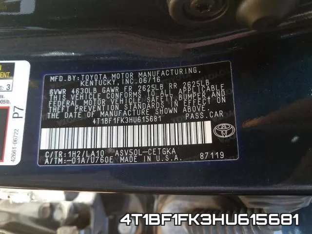 4T1BF1FK3HU615681 фото 2