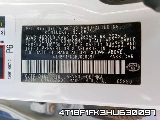 4T1BF1FK3HU630097 фото 2