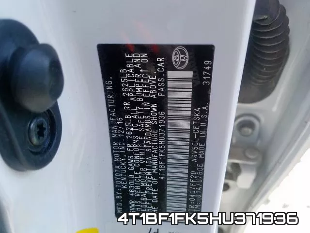 4T1BF1FK5HU371936 фото 2