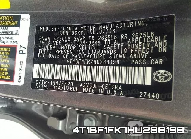 4T1BF1FK7HU288198 фото 10