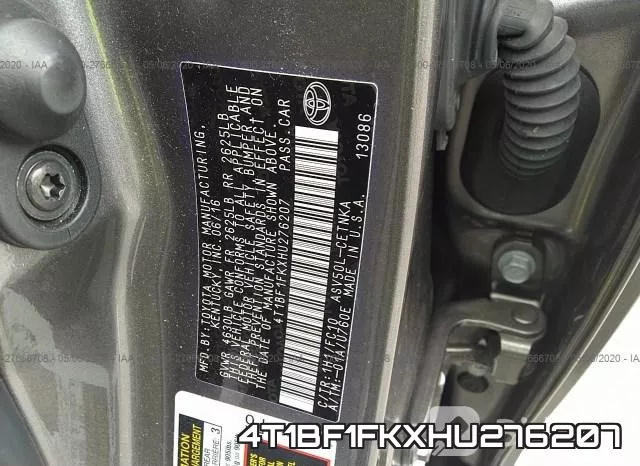 4T1BF1FKXHU276207 фото 10