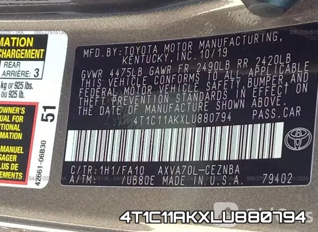 4T1C11AKXLU880794 фото 10