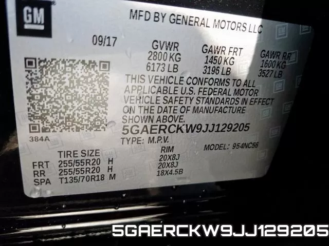 5GAERCKW9JJ129205 фото 2