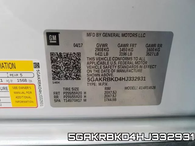 5GAKRBKD4HJ332931 фото 2