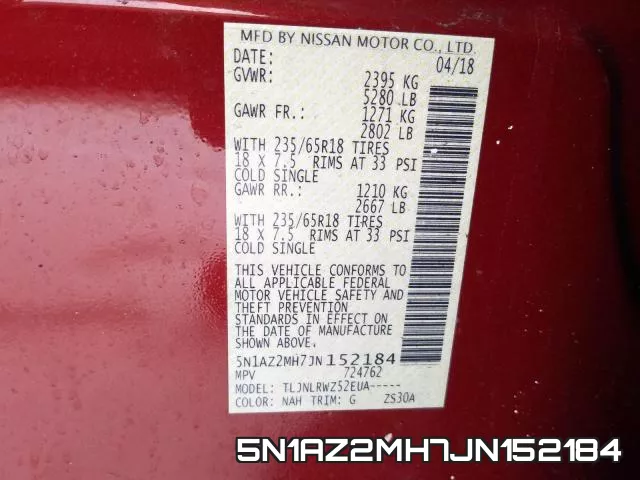 5N1AZ2MH7JN152184 фото 2