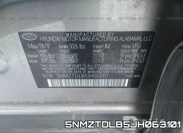5NMZTDLB5JH063101 фото 10