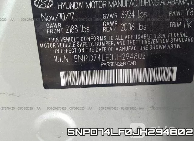 5NPD74LF0JH294802 фото 10