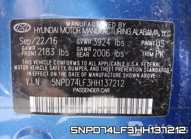 5NPD74LF3HH137212 фото 10