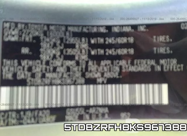5TDBZRFH8KS967388 фото 10