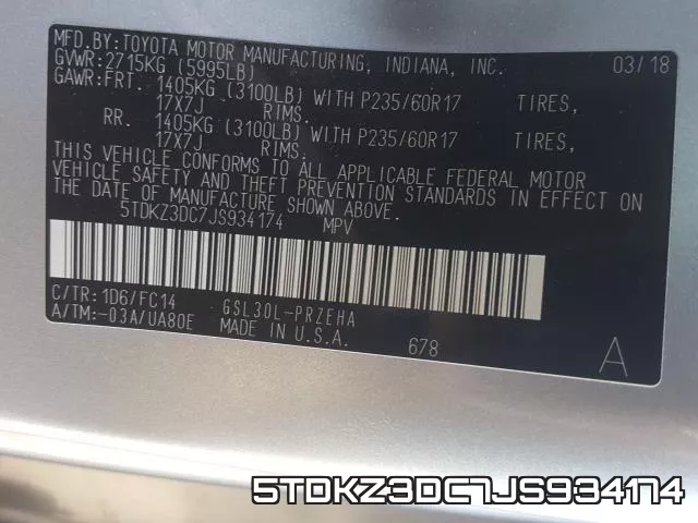 5TDKZ3DC7JS934174 фото 2