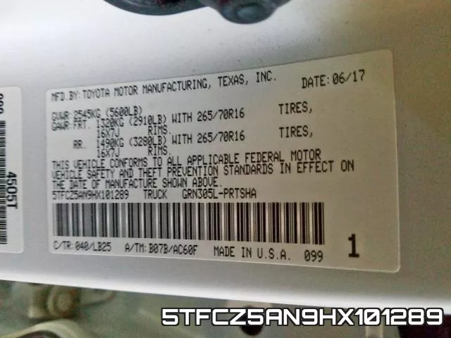 5TFCZ5AN9HX101289 фото 2