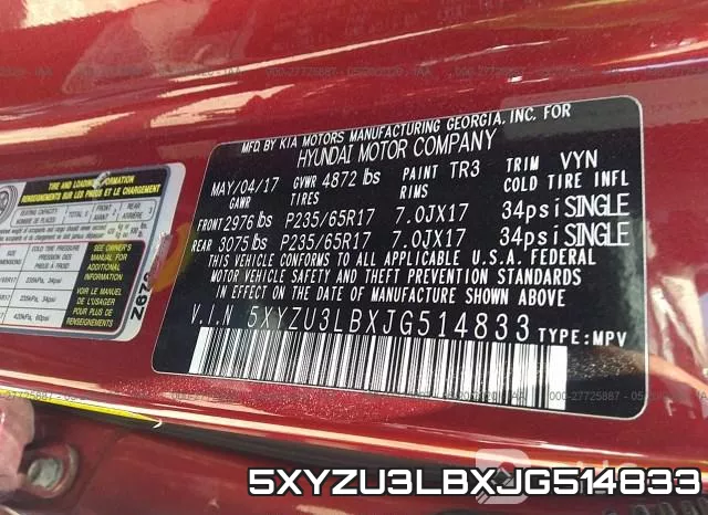 5XYZU3LBXJG514833 фото 10