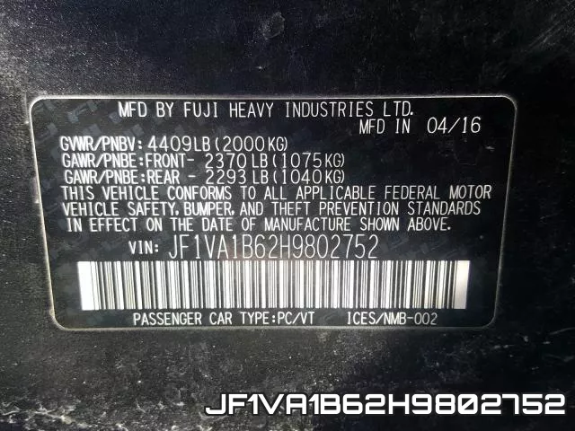 JF1VA1B62H9802752 фото 2