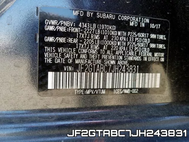 JF2GTABC7JH243831 фото 2