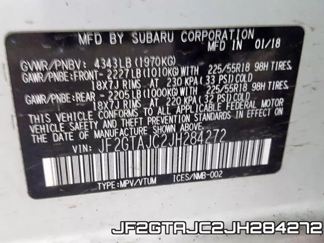 JF2GTAJC2JH284272 фото 2