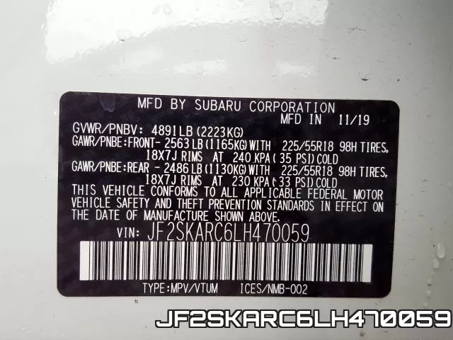 JF2SKARC6LH470059 фото 2