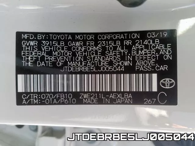JTDEBRBE5LJ005044 фото 2