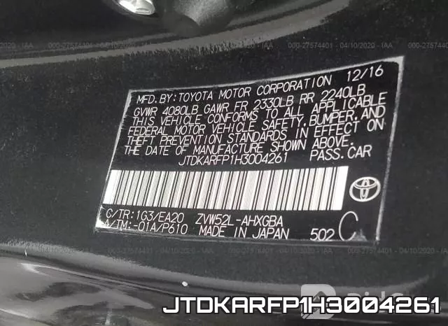 JTDKARFP1H3004261 фото 10