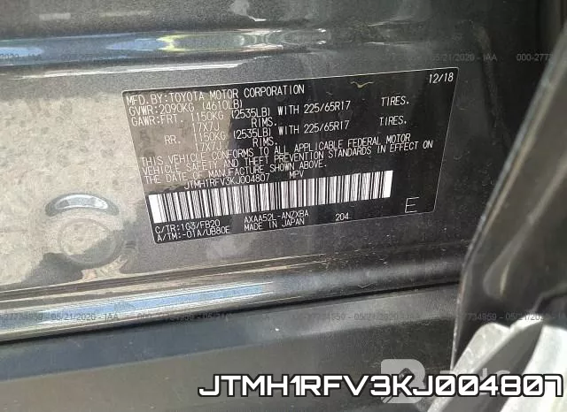 JTMH1RFV3KJ004807 фото 10