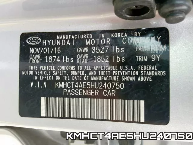 KMHCT4AE5HU240750 фото 2