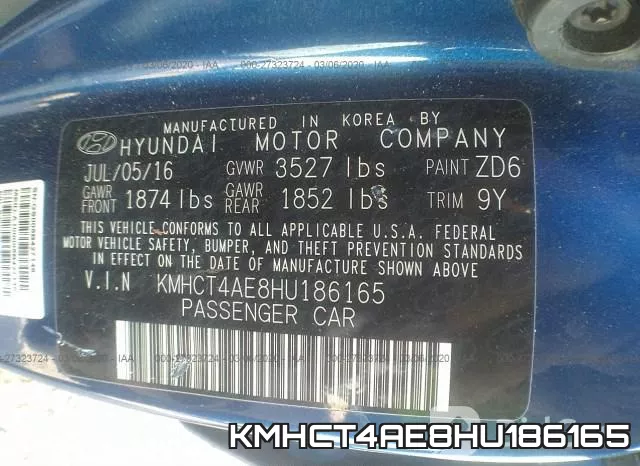 KMHCT4AE8HU186165 фото 10