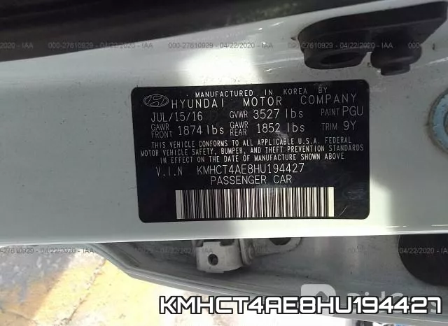 KMHCT4AE8HU194427 фото 10
