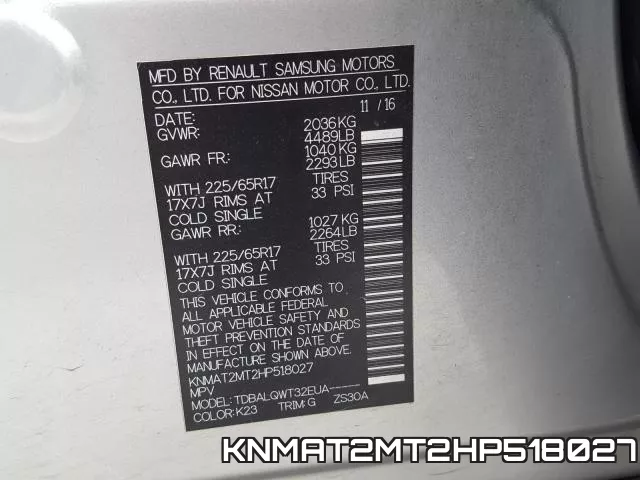 KNMAT2MT2HP518027 фото 2