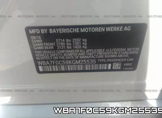 WBA7F0C59KGM25535 фото 10