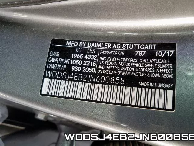 WDDSJ4EB2JN600858 фото 2