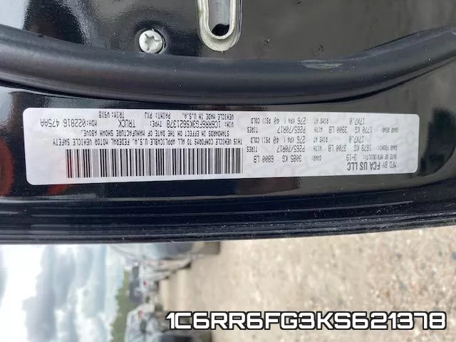 1C6RR6FG3KS621378 фото 2