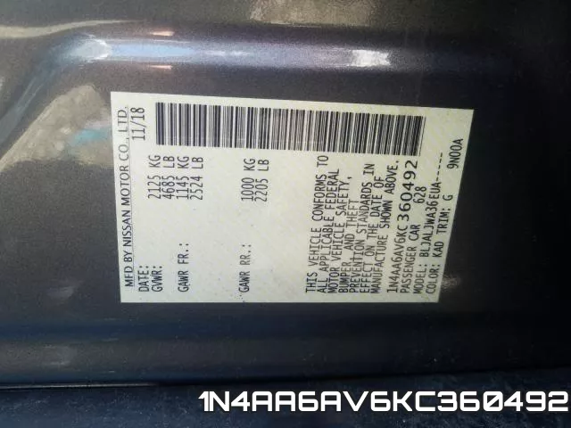1N4AA6AV6KC360492 фото 2